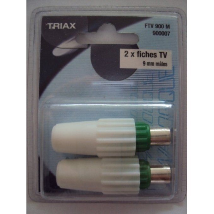 Lot de 2 fiches coaxiales mâles 9 mm 