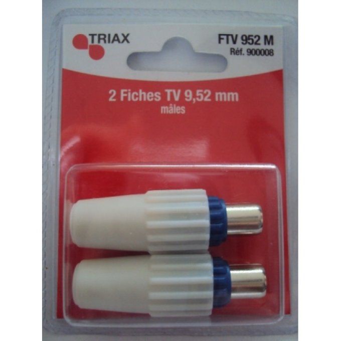 Lot de 2 fiches coaxiales mâles 9.52 mm